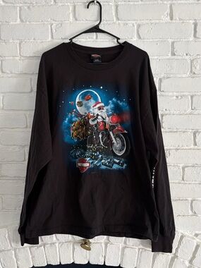 Men’s Harley Davidson Christmas Santa Claus long sleeve shirt size extra large